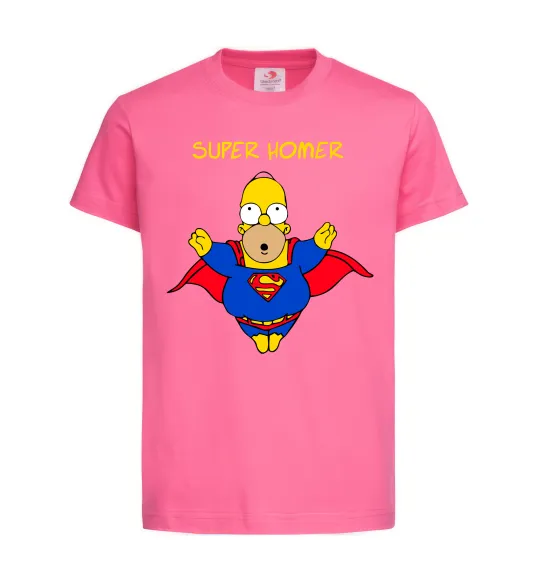 Дитяча футболка Super Homer Яскраво-рожевий фото