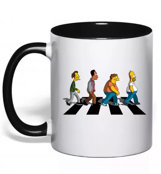 Чашка с цветной ручкой Simpsons the Beatles Черный фото