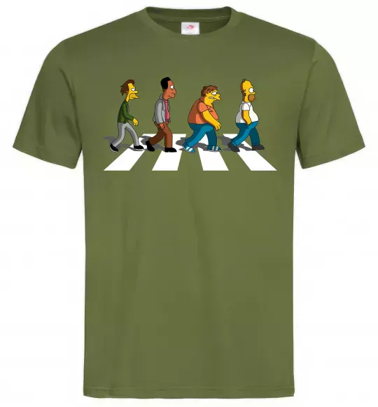 Чоловіча футболка Simpsons the Beatles Оливковий фото