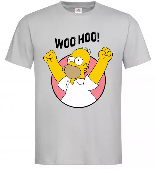 Мужская футболка Homer Simpson Woo Hoo Серый фото