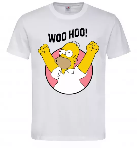 Мужская футболка Homer Simpson Woo Hoo Белый фото