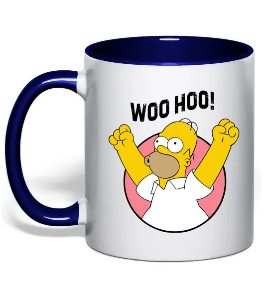 Чашка с цветной ручкой Homer Simpson Woo Hoo Глубокий темно-синий фото