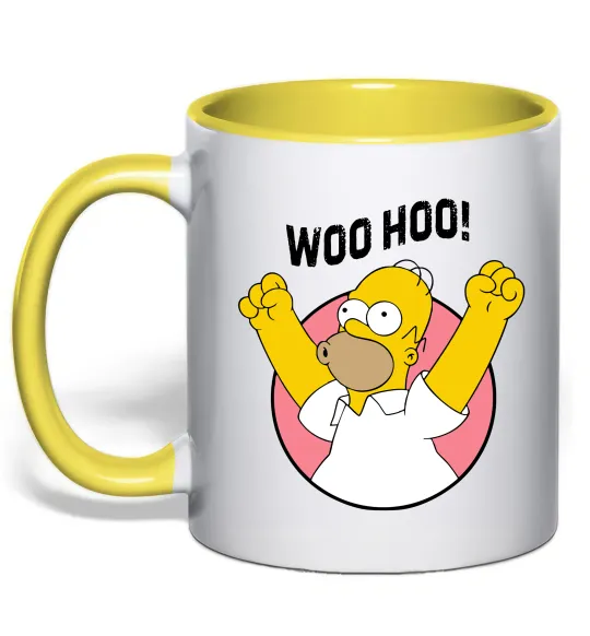 Чашка з кольоровою ручкою Homer Simpson Woo Hoo Лимонний фото