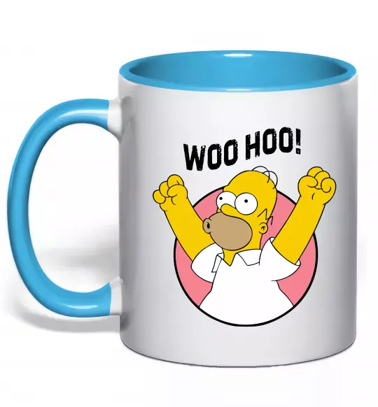 Чашка с цветной ручкой Homer Simpson Woo Hoo Голубой фото