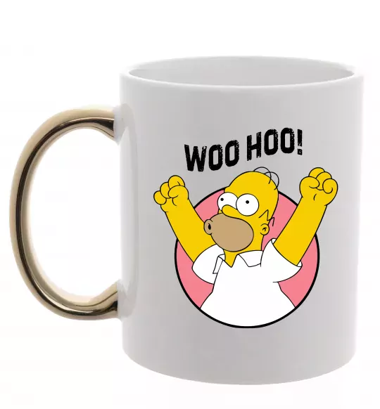 Чашка с цветной ручкой Homer Simpson Woo Hoo Золото фото