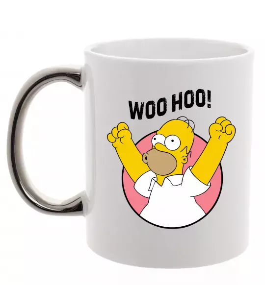 Чашка с цветной ручкой Homer Simpson Woo Hoo Серебро фото