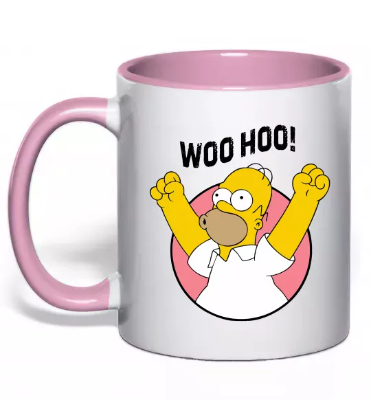 Чашка с цветной ручкой Homer Simpson Woo Hoo Нежно розовый фото