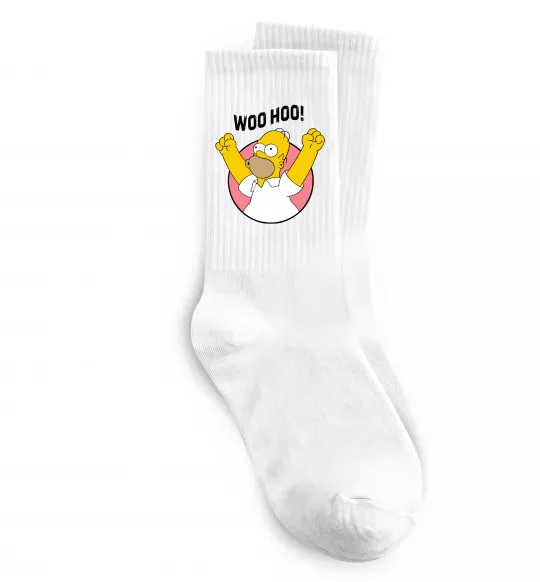 Носки Homer Simpson Woo Hoo Белый фото