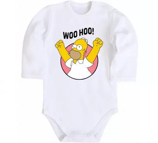 Детский боди Homer Simpson Woo Hoo Белый фото