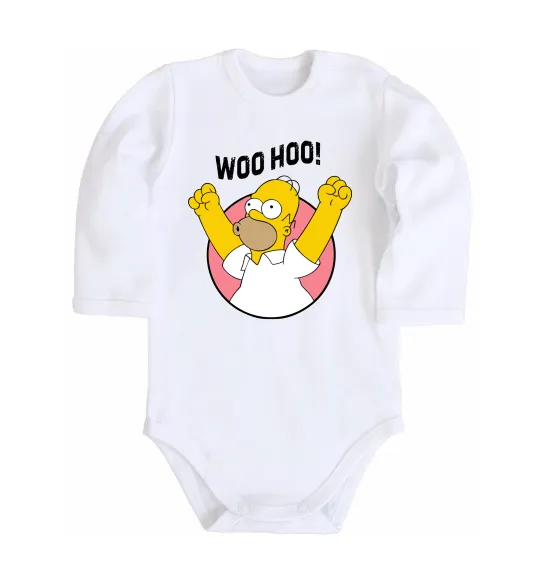 Детский боди Homer Simpson Woo Hoo Белый фото