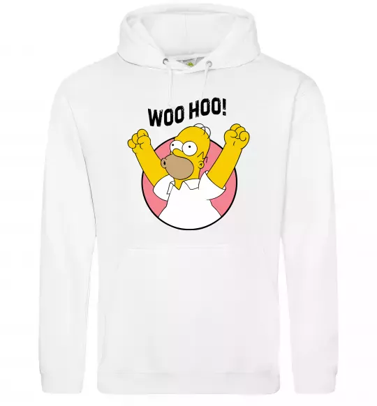 Чоловіча толстовка (худі) Homer Simpson Woo Hoo Білий фото