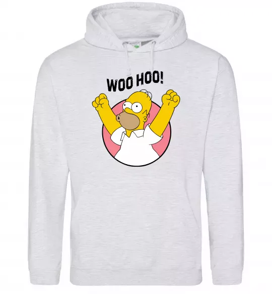 Чоловіча толстовка (худі) Homer Simpson Woo Hoo Сірий меланж фото
