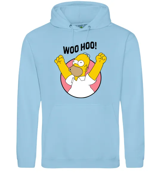 Мужская толстовка (худи) Homer Simpson Woo Hoo Голубой фото