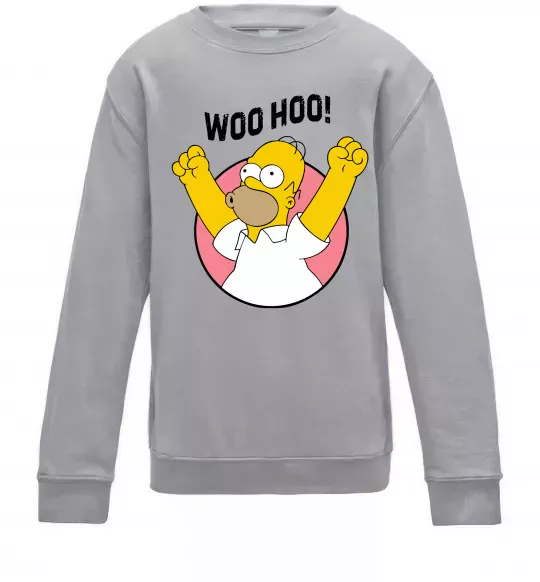 Детский Свитшот Homer Simpson Woo Hoo Серый меланж фото