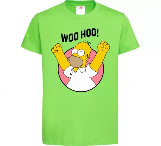 Дитяча футболка Homer Simpson Woo Hoo Лаймовий фото