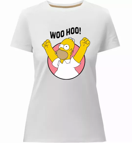 Женская премиум футболка Homer Simpson Woo Hoo Белый фото
