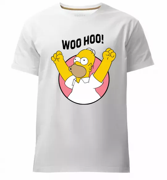 Мужская премиум футболка Homer Simpson Woo Hoo Белый фото
