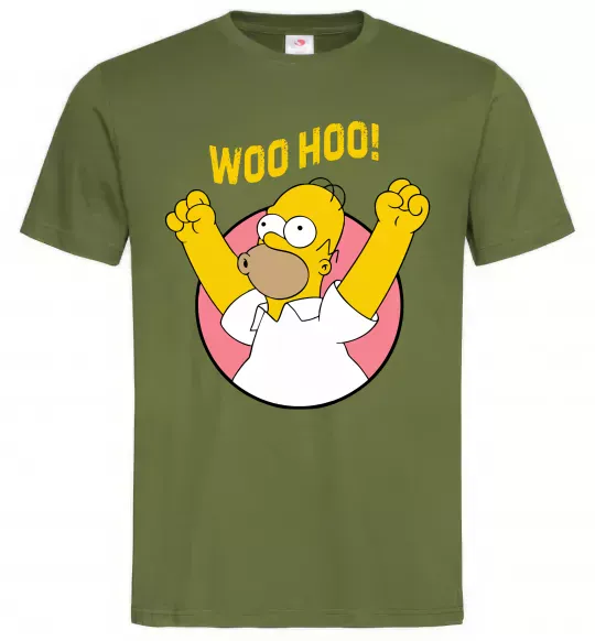 Мужская футболка Homer Simpson Woo Hoo Оливковый фото