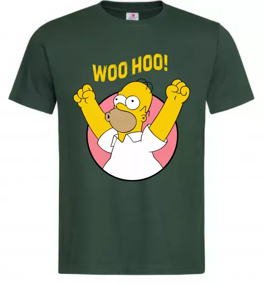 Мужская футболка Homer Simpson Woo Hoo Темно-зеленый фото