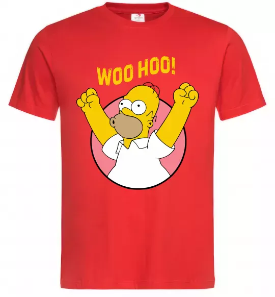 Мужская футболка Homer Simpson Woo Hoo Красный фото