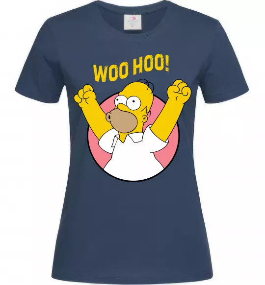 Женская футболка Homer Simpson Woo Hoo Темно-синий фото