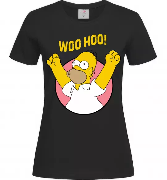 Женская футболка Homer Simpson Woo Hoo Черный фото