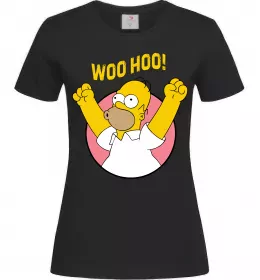 Женская футболка Homer Simpson Woo Hoo Черный фото