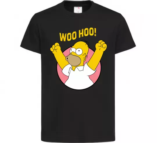 Дитяча футболка Homer Simpson Woo Hoo Чорний фото