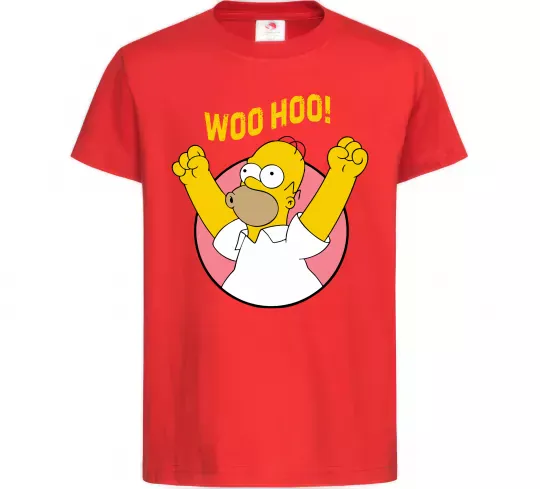 Дитяча футболка Homer Simpson Woo Hoo Червоний фото