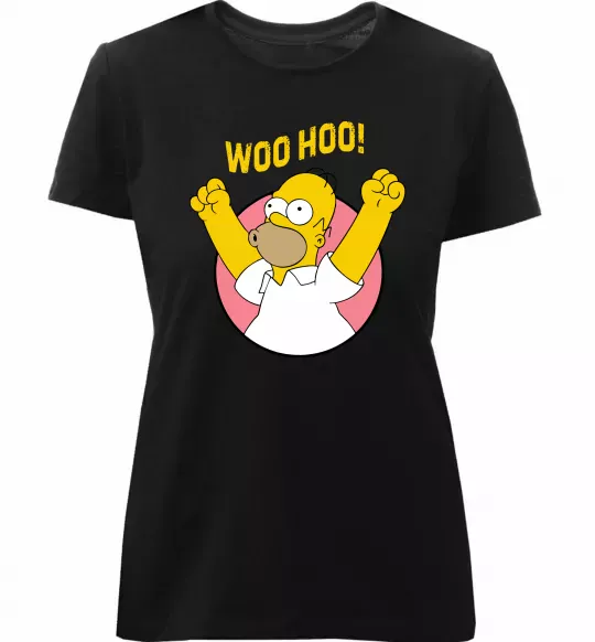 Женская премиум футболка Homer Simpson Woo Hoo Черный фото