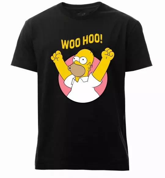 Мужская премиум футболка Homer Simpson Woo Hoo Черный фото
