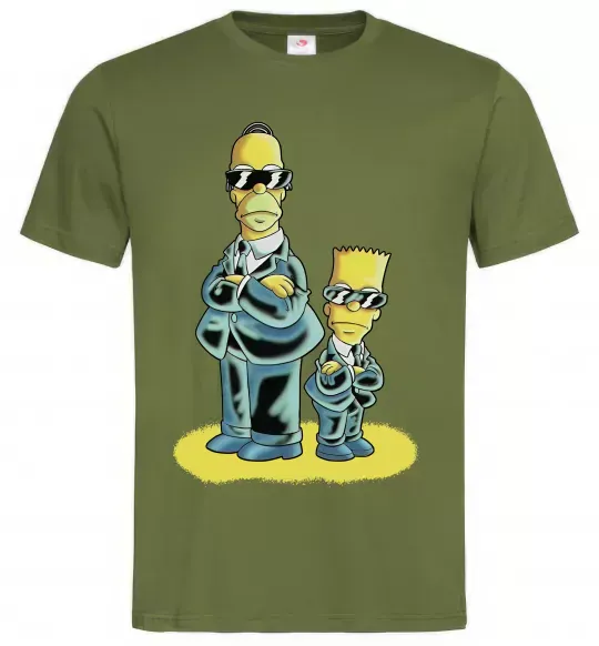 Чоловіча футболка The Simpsons MiB Оливковий фото