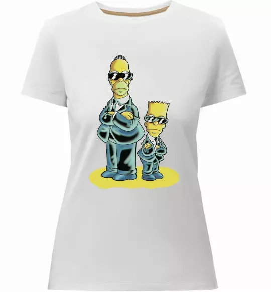 Жіноча преміум футболка The Simpsons MiB Білий фото