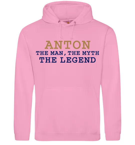 Мужская толстовка (худи) Anton the myth the legend Розовый фото