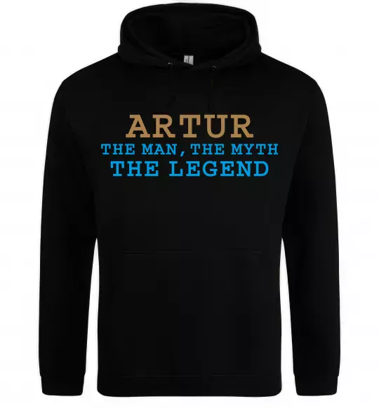 Мужская толстовка (худи) Artur the myth the legend Черный фото