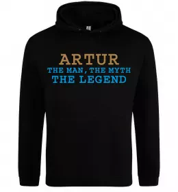 Мужская толстовка (худи) Artur the myth the legend Черный фото