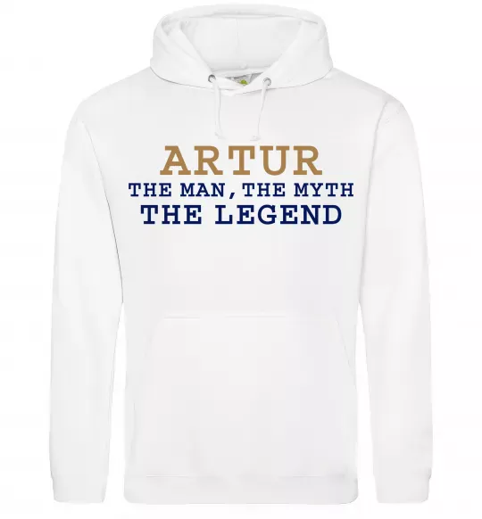 Мужская толстовка (худи) Artur the myth the legend Белый фото
