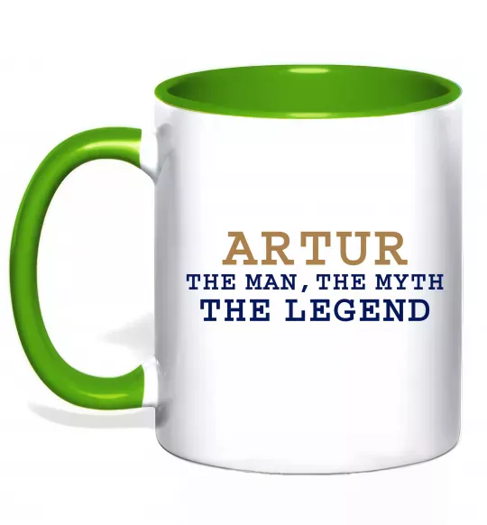 Чашка с цветной ручкой Artur the myth the legend Зеленый фото
