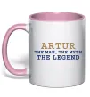 Чашка с цветной ручкой Artur the myth the legend Нежно розовый фото