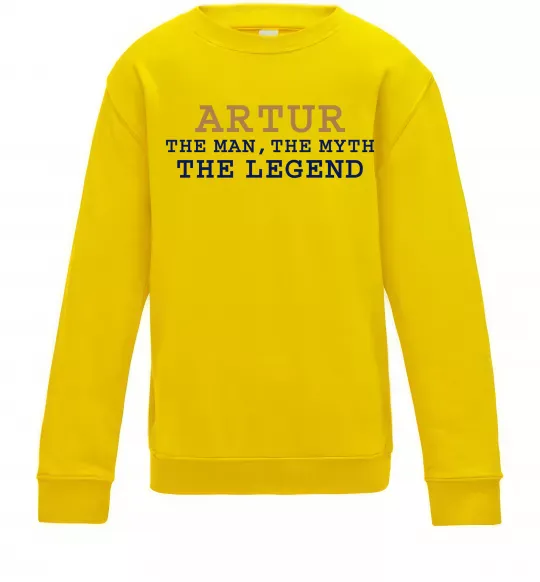 Детский Свитшот Artur the myth the legend Солнечно желтый фото