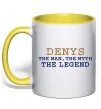 Чашка с цветной ручкой Denys the myth the legend Лимонный фото