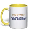 Чашка с цветной ручкой Dmytro the myth the legend Лимонный фото