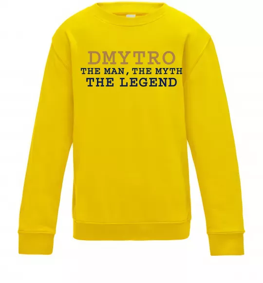 Дитячий світшот Dmytro the myth the legend Сонячно жовтий фото