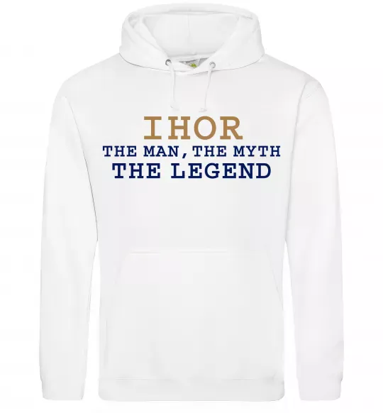 Чоловіча толстовка (худі) Ihor the myth the legend Білий фото