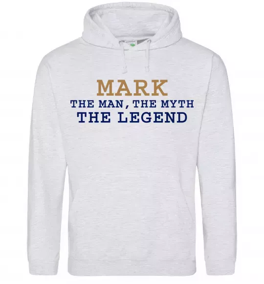 Чоловіча толстовка (худі) Mark the myth the legend Сірий меланж фото