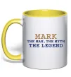 Чашка з кольоровою ручкою Mark the myth the legend Сонячно жовтий фото