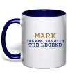Чашка з кольоровою ручкою Mark the myth the legend Глибокий темно-синій фото