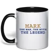 Чашка з кольоровою ручкою Mark the myth the legend Чорний фото