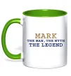 Чашка з кольоровою ручкою Mark the myth the legend Зелений фото