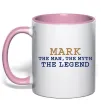 Чашка з кольоровою ручкою Mark the myth the legend Ніжно рожевий фото
